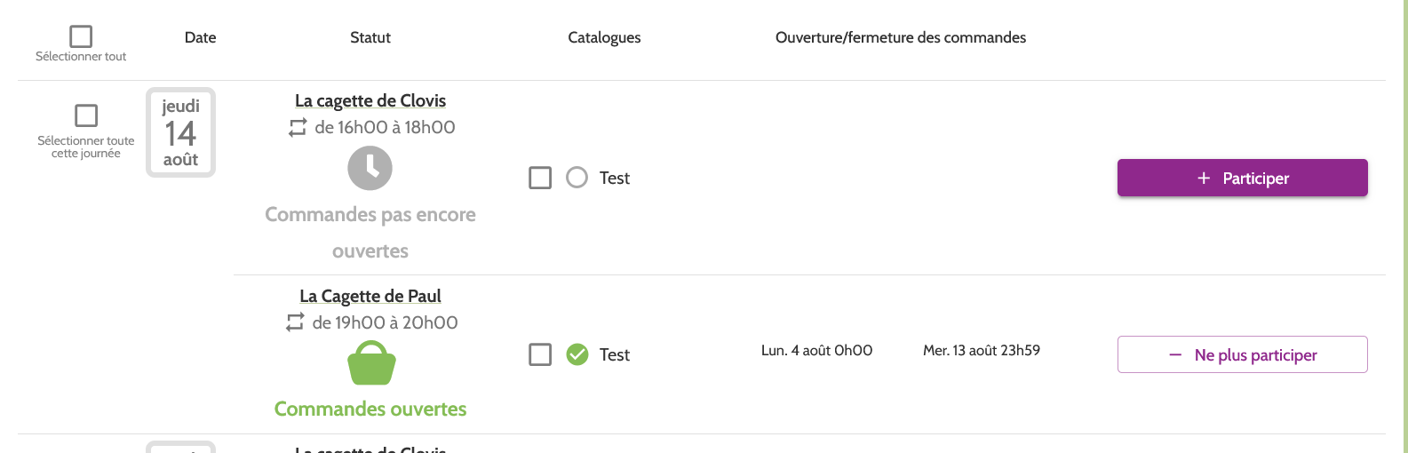 choix de participation à une distribution